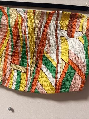 AKIRA Multicolor Smocked Strapless Top - Yellow, Orange, Green, Pink, White